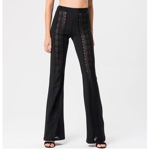 NWT Black Flare Pants With Lace Detail